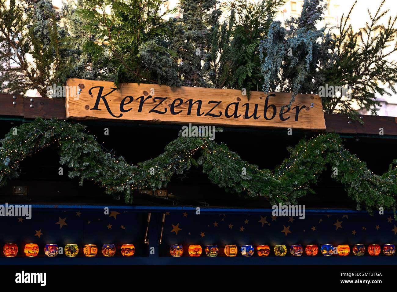 Candle magic at Christmas market, Marienplatz in Munich, Bavaria