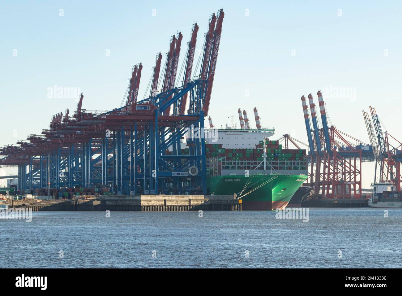 Ever Aim, container ship of Evergreen Shipping Agency at HHLA Container