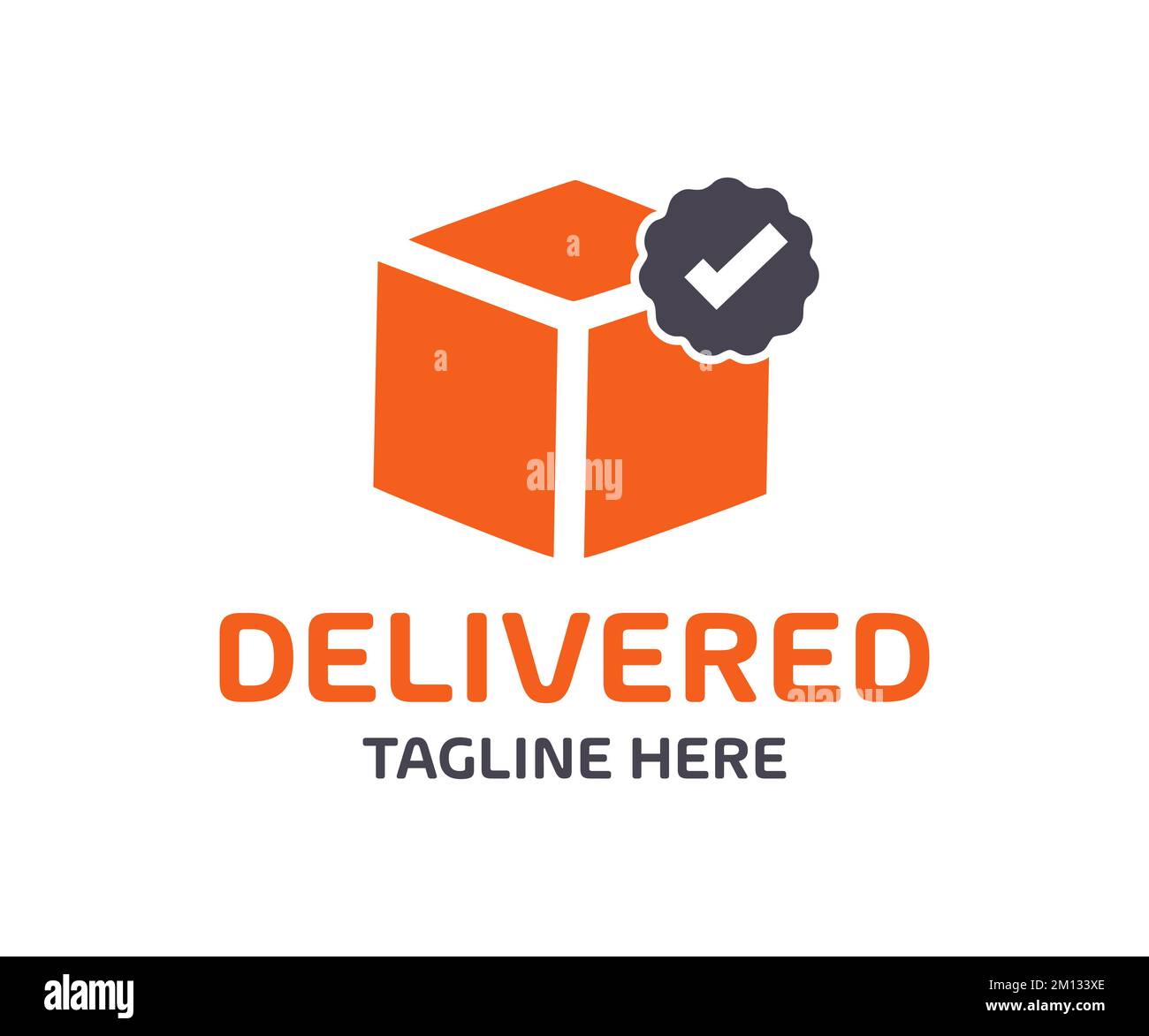 Delivered box, Shipping icon  logo design. Containing delivery and logistic symbol. Delivered label. Cardboard parcel box delivered. Online purchase. Stock Vector