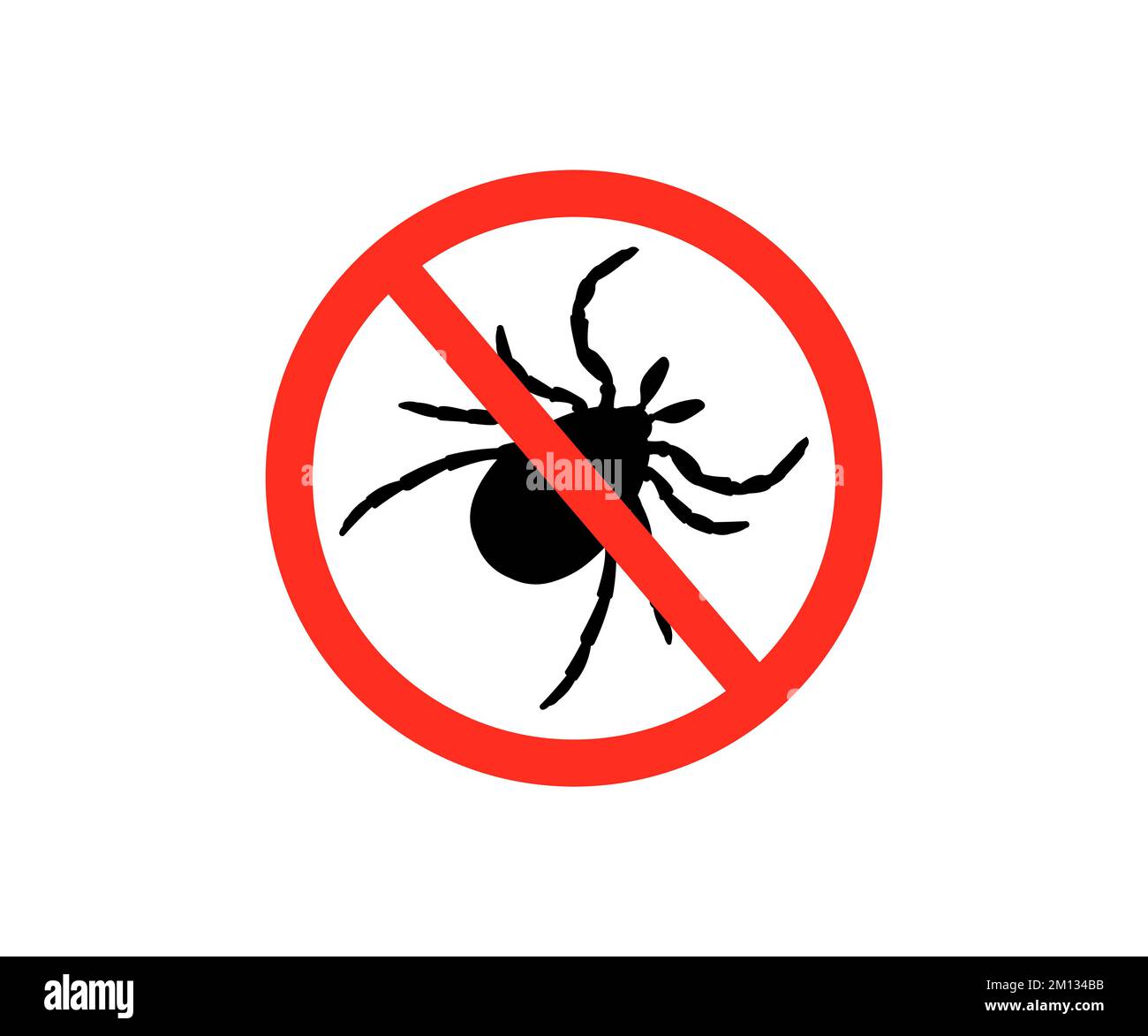 Anti pest control ban, stop insects logo design.No, prohibit signs dermanyssus gallinae, mite. Red european forest mite, parasite insect, infection. Stock Vector