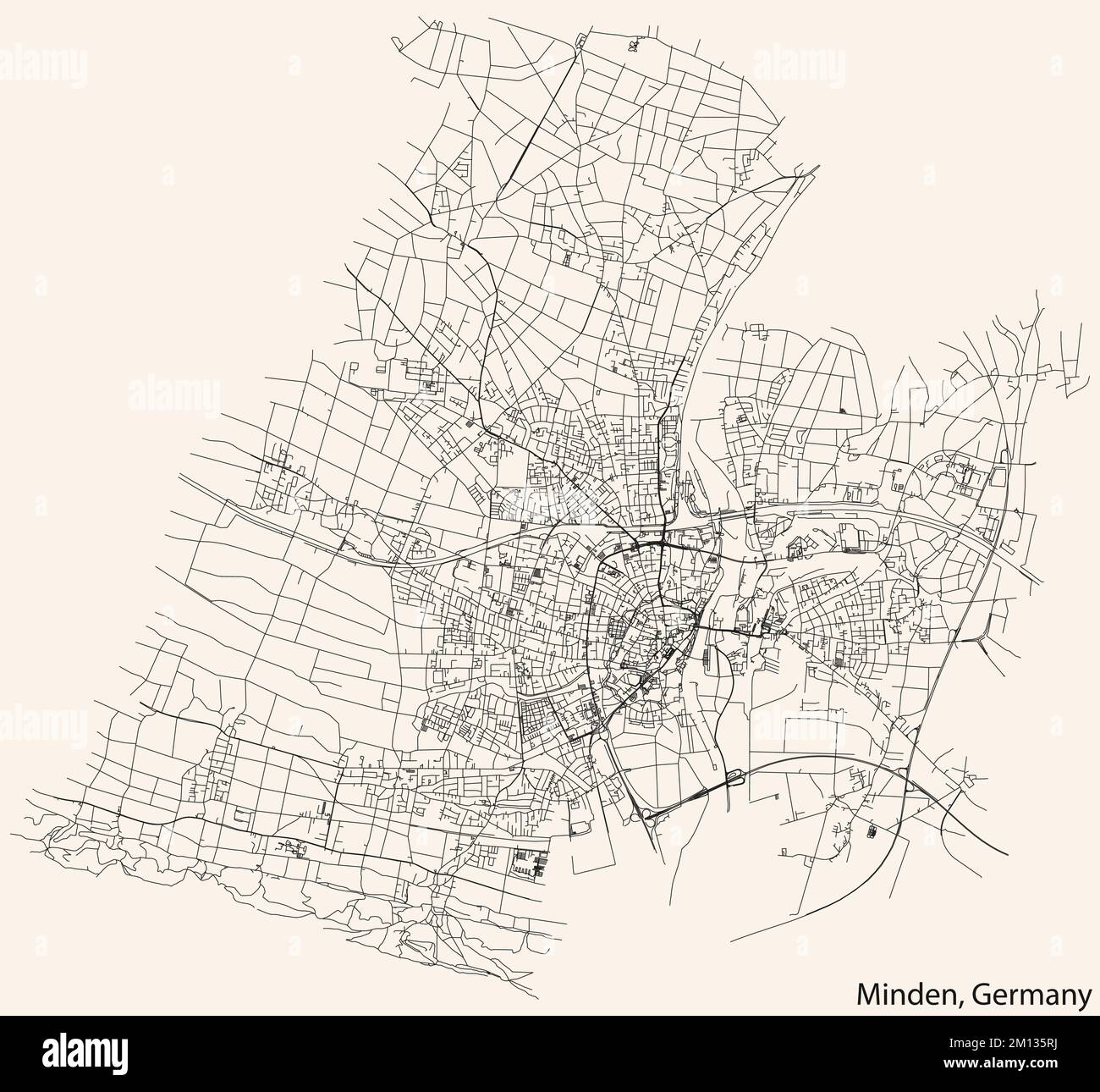 Street roads map of MINDEN, GERMANY Stock Vector Image & Art - Alamy