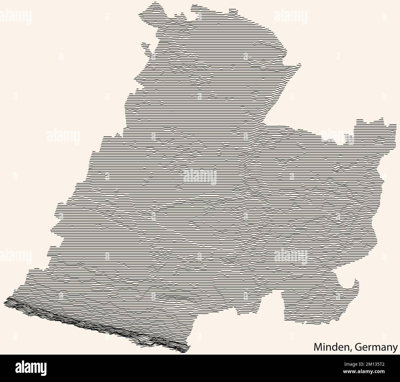 Topographic relief map of MINDEN, GERMANY Stock Vector