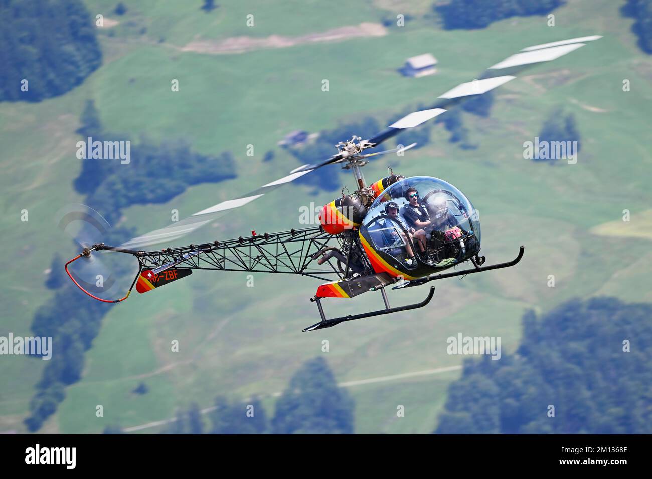 Vintage helicopter Bell-47, HB-ZDF, Stans, Canton Nidwalden, Switzerland, Europe Stock Photo