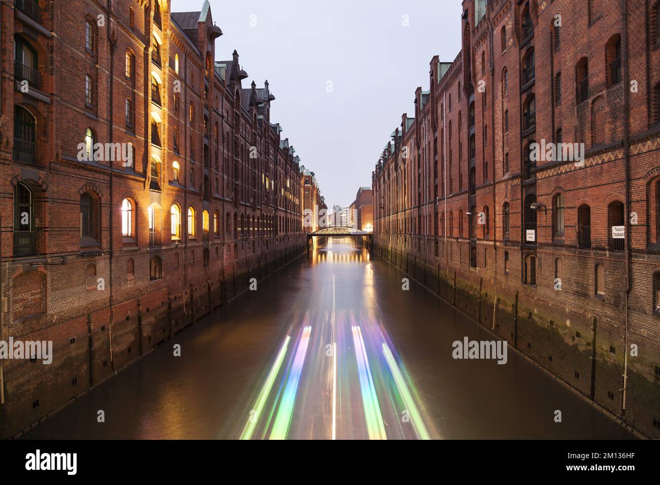 Speicherstadt by night, Hamburg, Germany, Europe Stock Photo