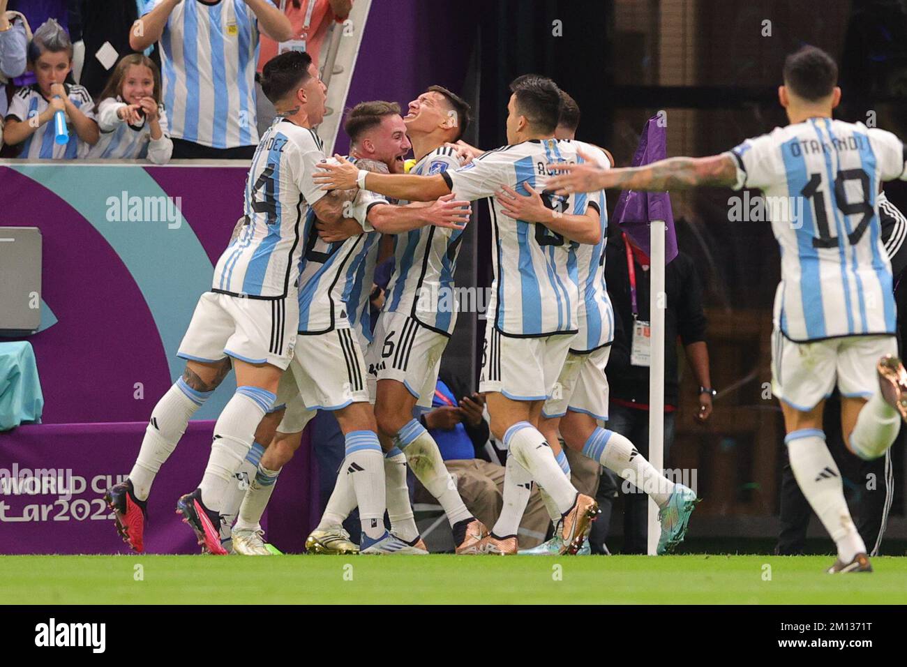 Lusail, Qatar. 09th Dec, 2022. Argentine players celebrate Nahuel