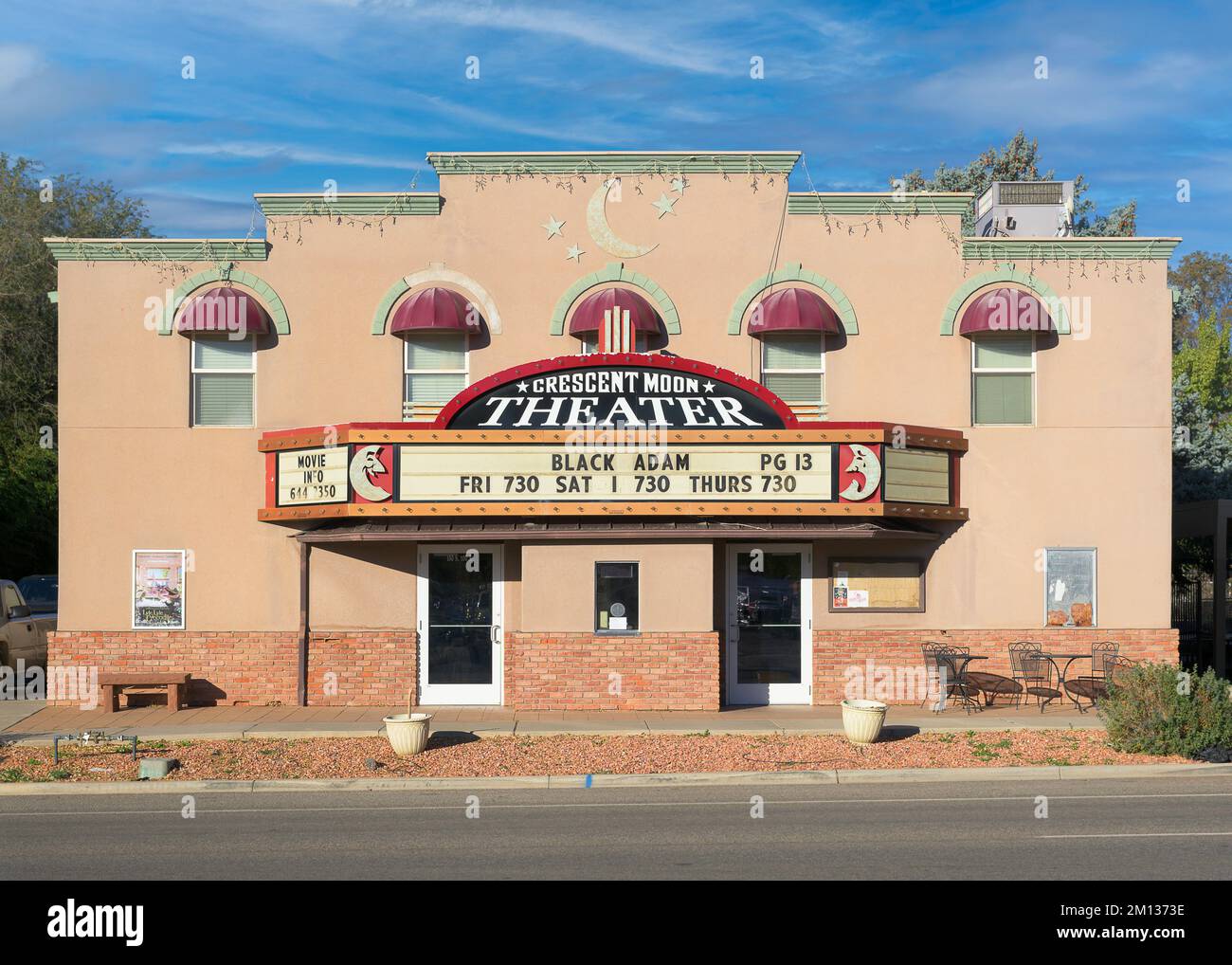 Exterior of the historic Crescent Moon Theater in downtown Kanab, Utah Stock Photo