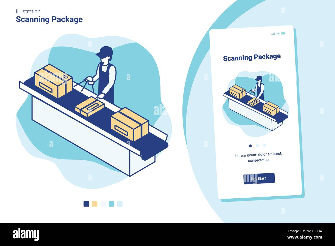 Product Scanning Vector A vector illustration for a scanning package with a mobile image ...