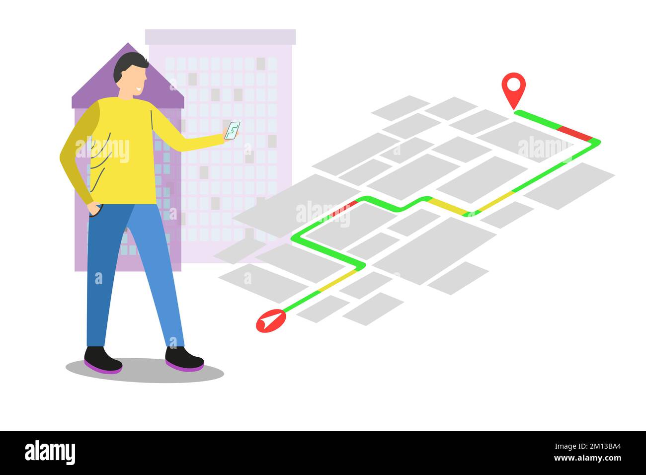 Illustrations design concept location maps with road follow route for