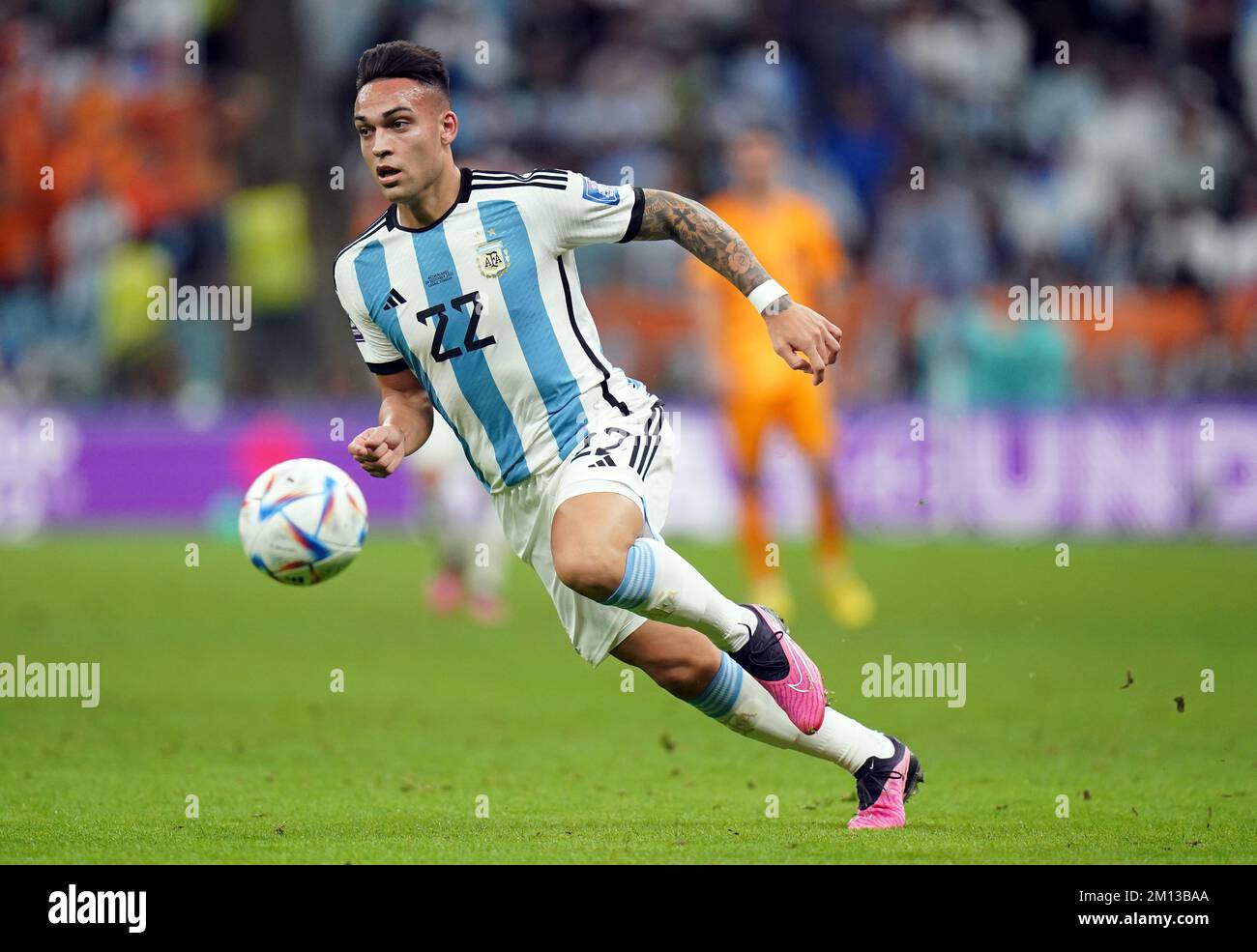 Argentinas Lautaro Martinez during the FIFA World Cup Quarter-Final match at the Lusail Stadium in Lusail, Qatar