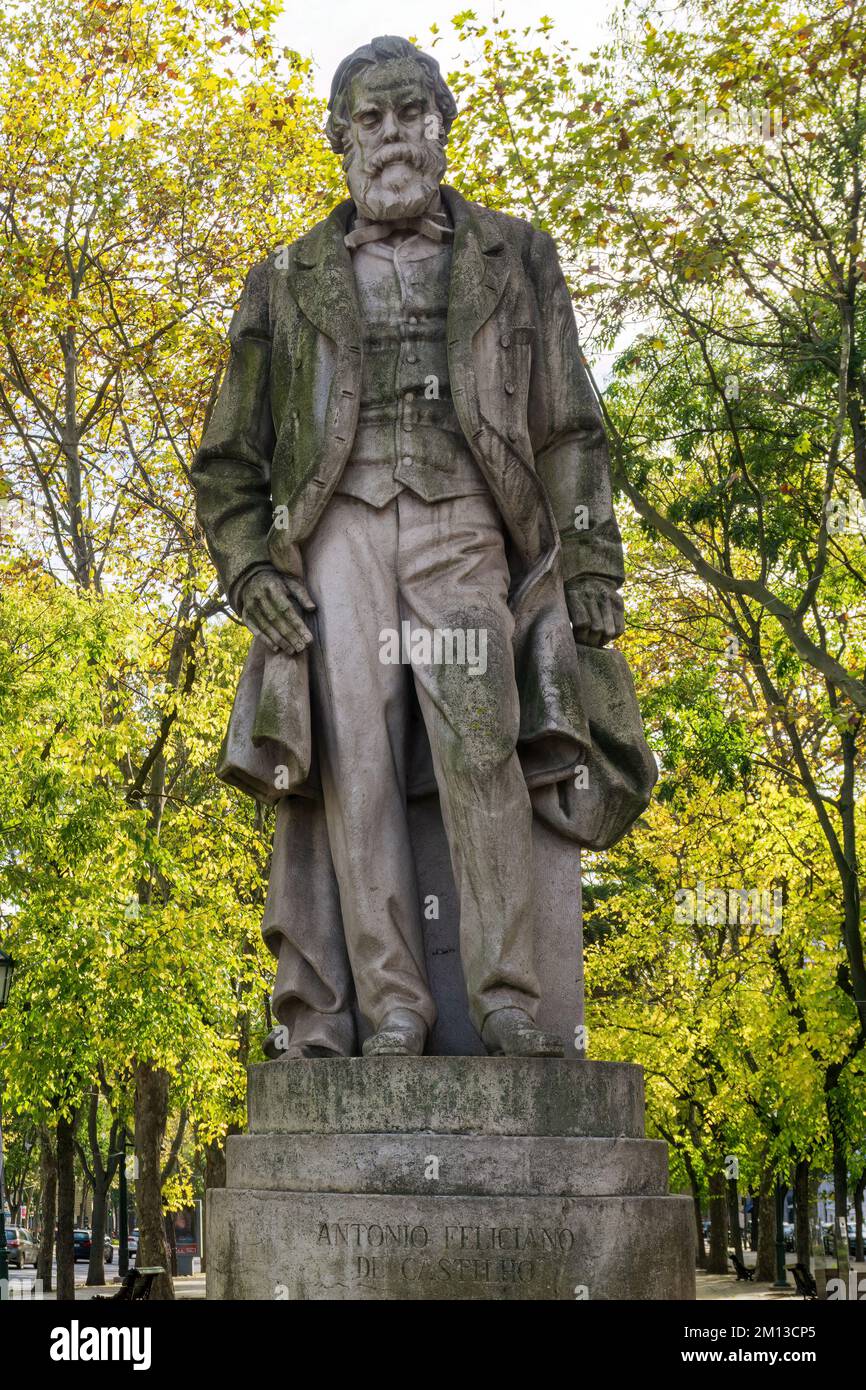 Statue of Antonio Feliciano de Castilho in Lisbon Stock Photo