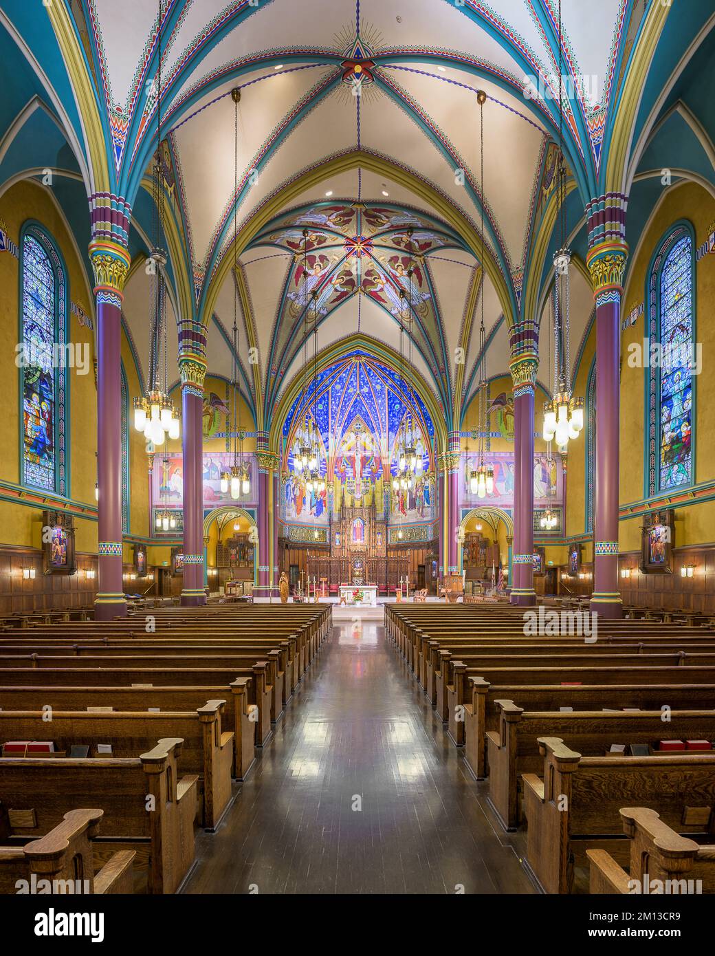 Interior of the historic Cathedral of the Madeleine on Temple Street in downtown Salt Lake City, Utah Stock Photo
