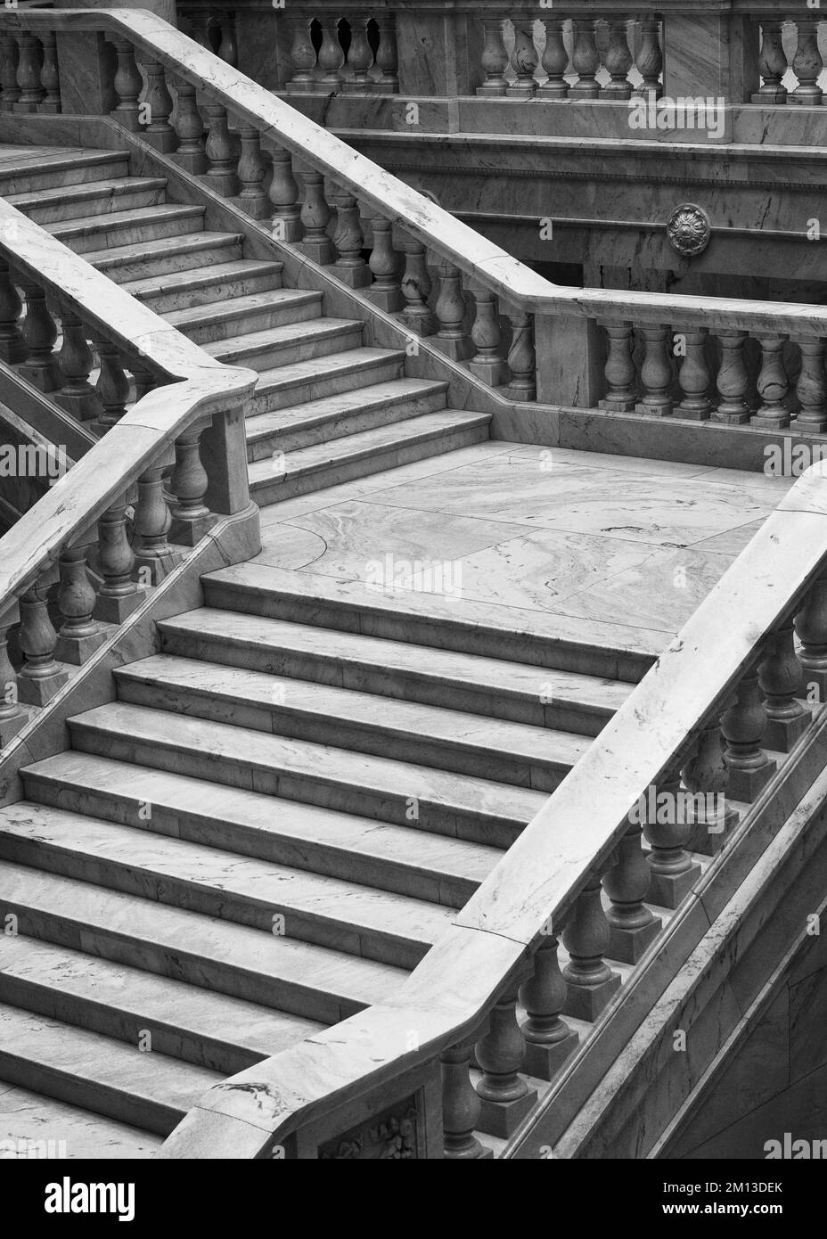 Marble grand staircase in the Utah State Capitol building at 350 State Street in Salt Lake City, Utah Stock Photo