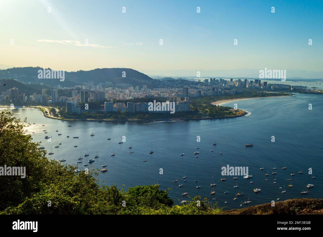 Aerial view of the northern waterfront of Rio de Janeiro in Brazil ...