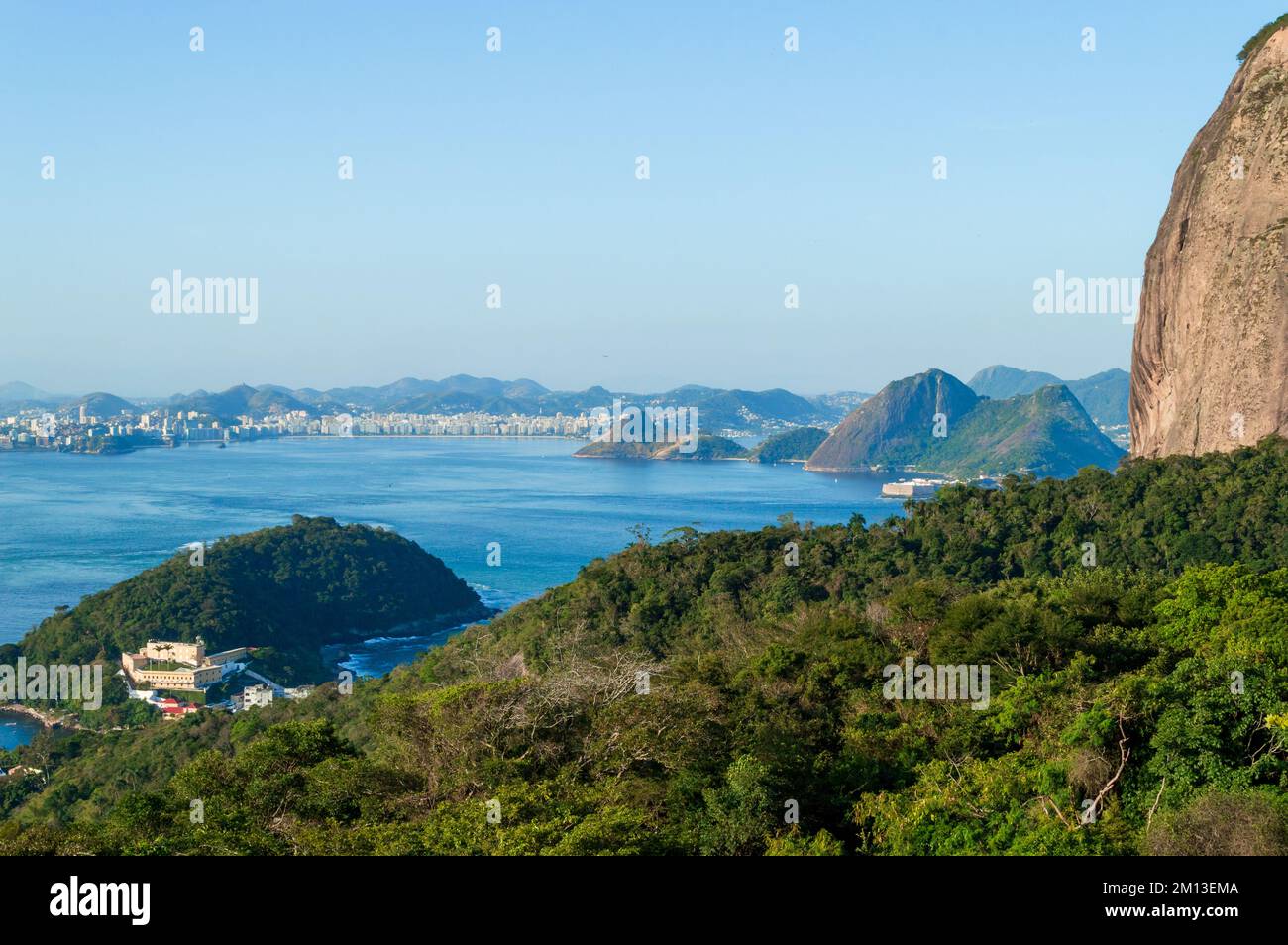Sugar loaf mountain and its gondola close up in Rio de Janeiro, Brazil