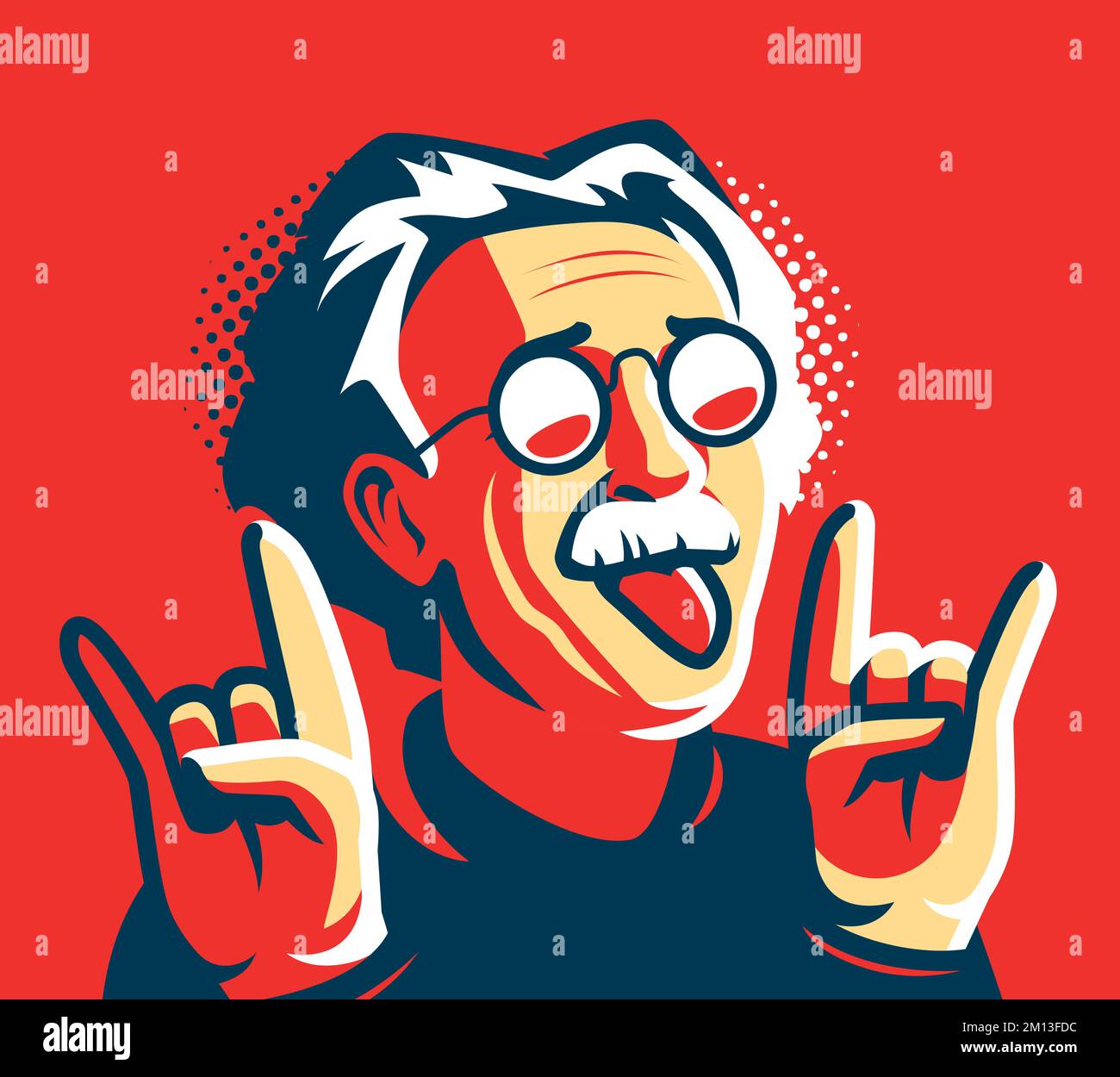Funny portrait of scientist Albert Einstein in abstract style pop art. Science concept. Colorful vector illustration Stock Vector