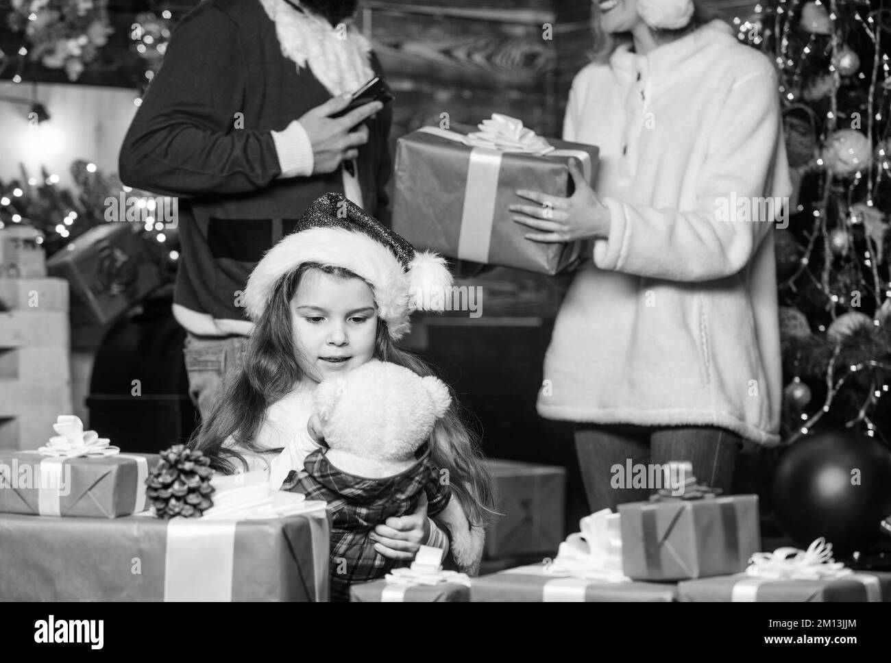 Charity and kindness. To do good. Feeling loved. Christmas memories. Happy moments. Girl at home