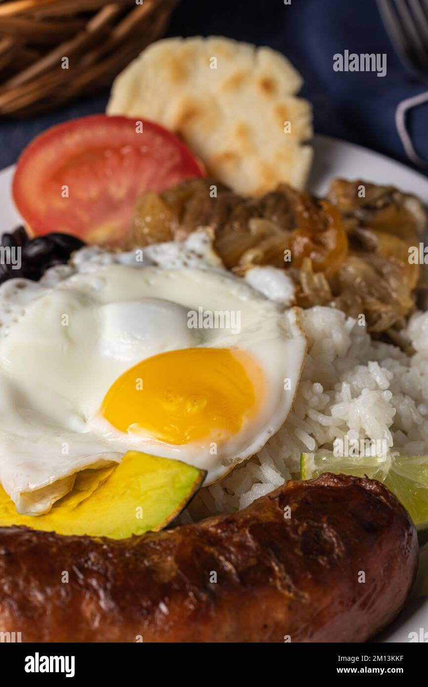 Close up of Bandeja paisa, typical food of Colombia. Stock Photo