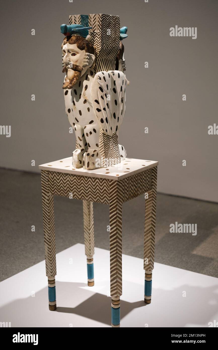 Madrid, Spain. 09th Dec, 2022. A sculpture titled "bird man" seen