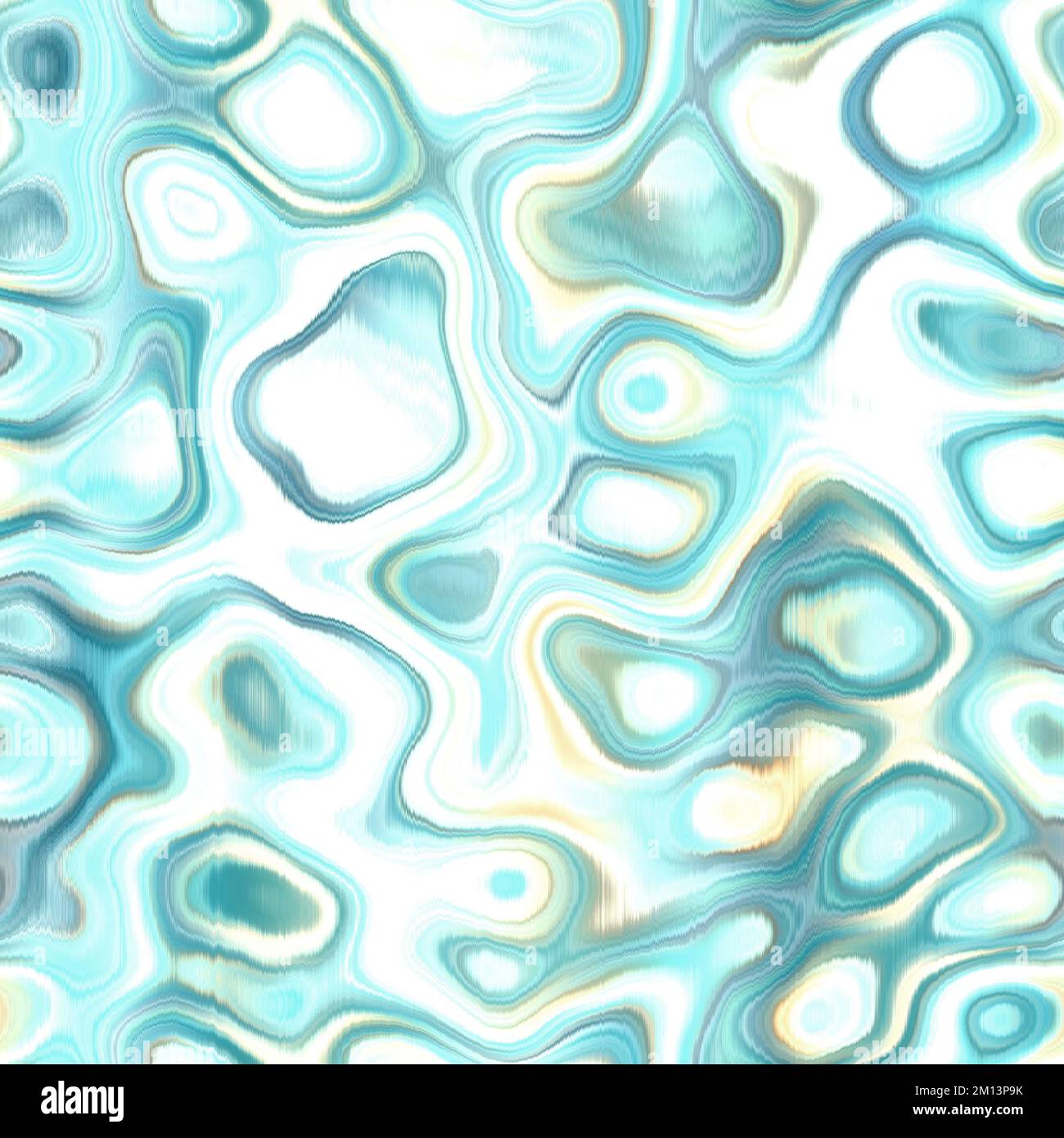 Washed teal wavy blur water reflection melange seamless pattern ...