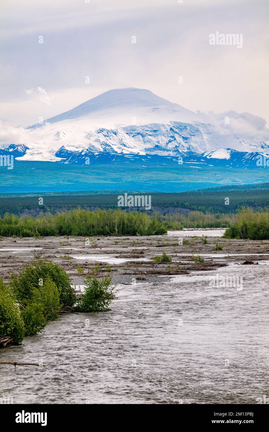 Copper River; Mount Sanford; Wrangell Saint Elias National Park; Alaska; USA Stock Photo