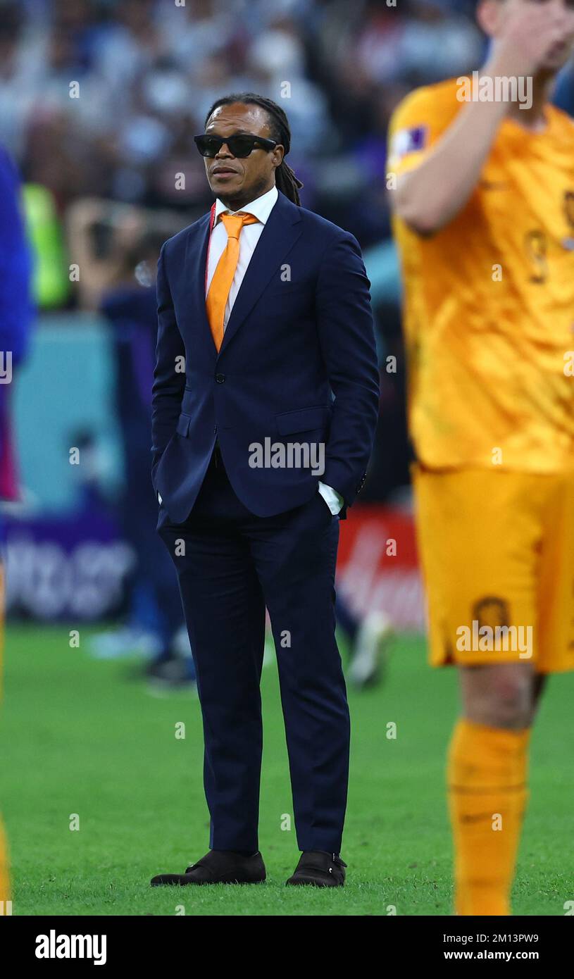 Doha, Qatar, 9th December 2022. Assistant manager Edgar Davids dejected during the FIFA World Cup 2022 match at Lusail Stadium, Doha. Picture credit should read: David Klein / Sportimage Credit: Sportimage/Alamy Live News Stock Photo