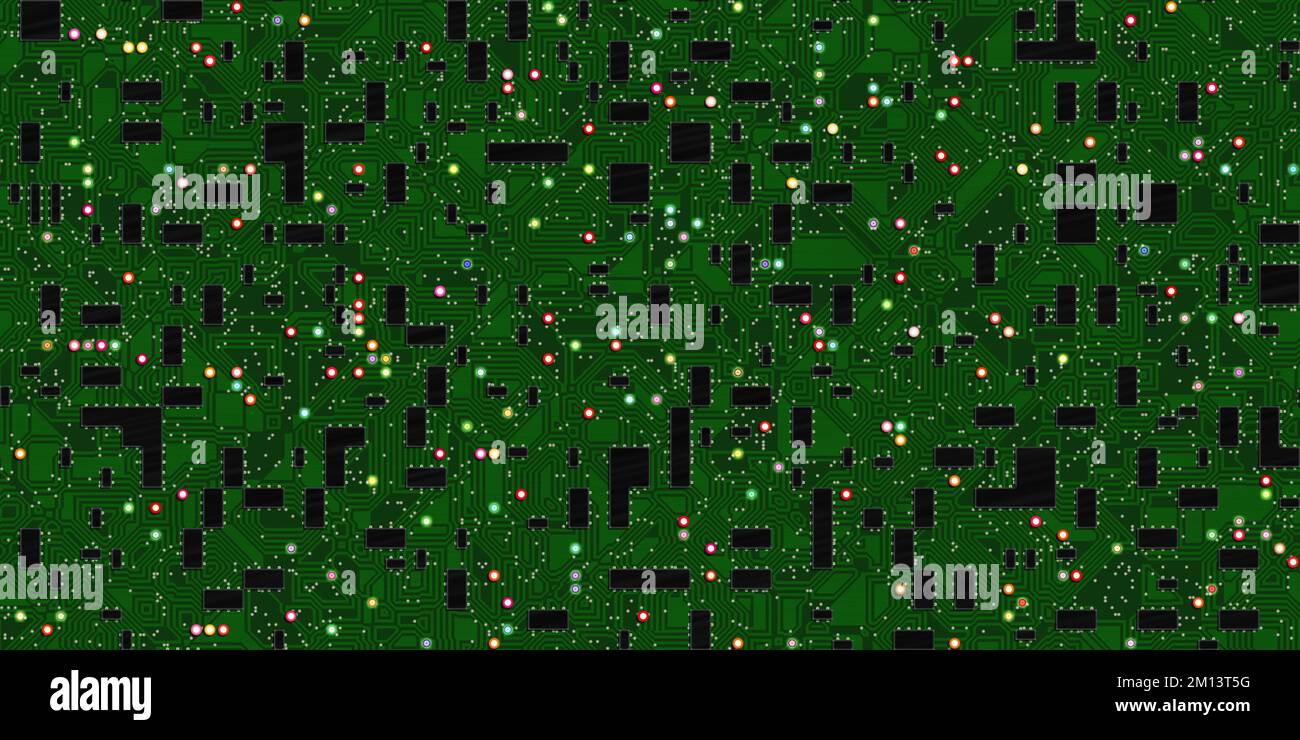 Seamless electronics circuit board and computer chips background ...