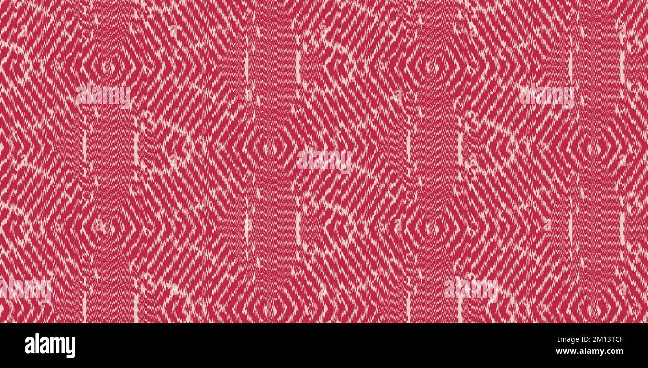 Seamless ikat geometric tribal hexagon and triangle textile surface pattern  in Viva Magenta PANTONE 18-1750 color of the year for 2023. Trendy crimso  Stock Photo - Alamy