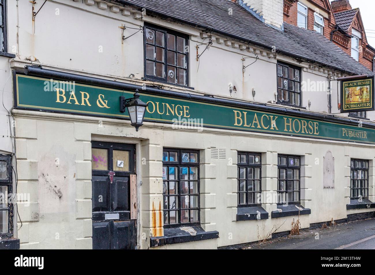 Closed down The Black Horse pub in Redditch, Worcestershire, England
