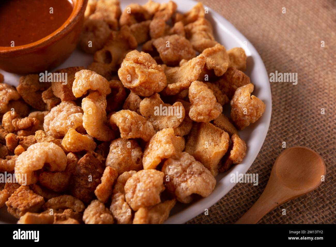 Chicharrones. Deep fried pork rinds, crispy pork skin pieces