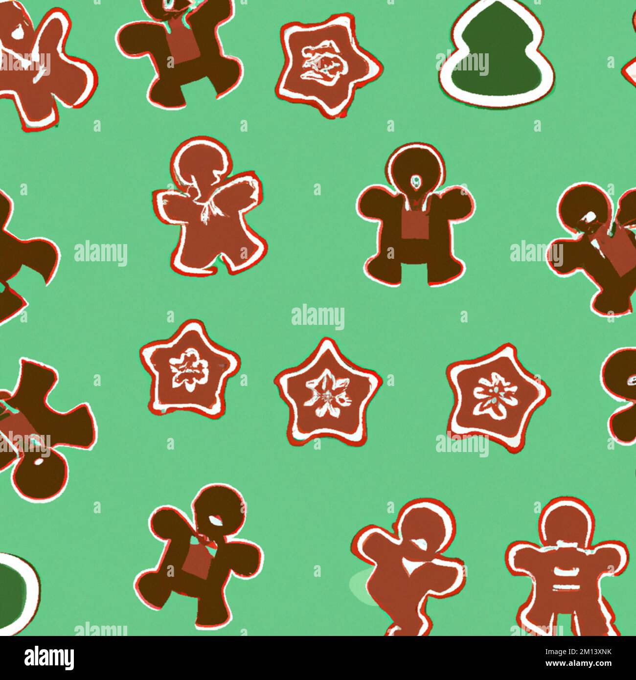 Gingerbread Swatch A fashionable fabric swatch illustration with a seamless pattern of ...