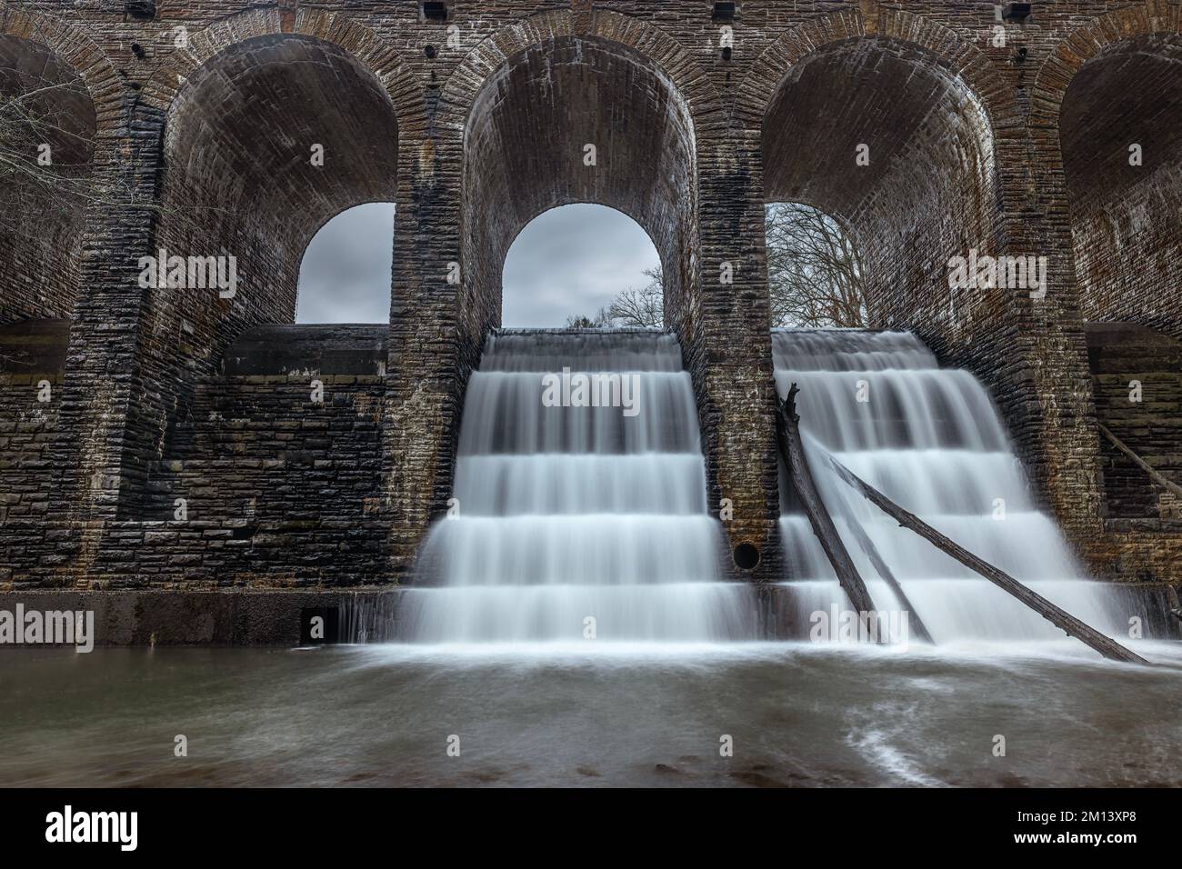 Built in 1935, Byrd Creek dam is located at Cumberland State park in Tennessee and is a landmark tourist attraction. Stock Photo