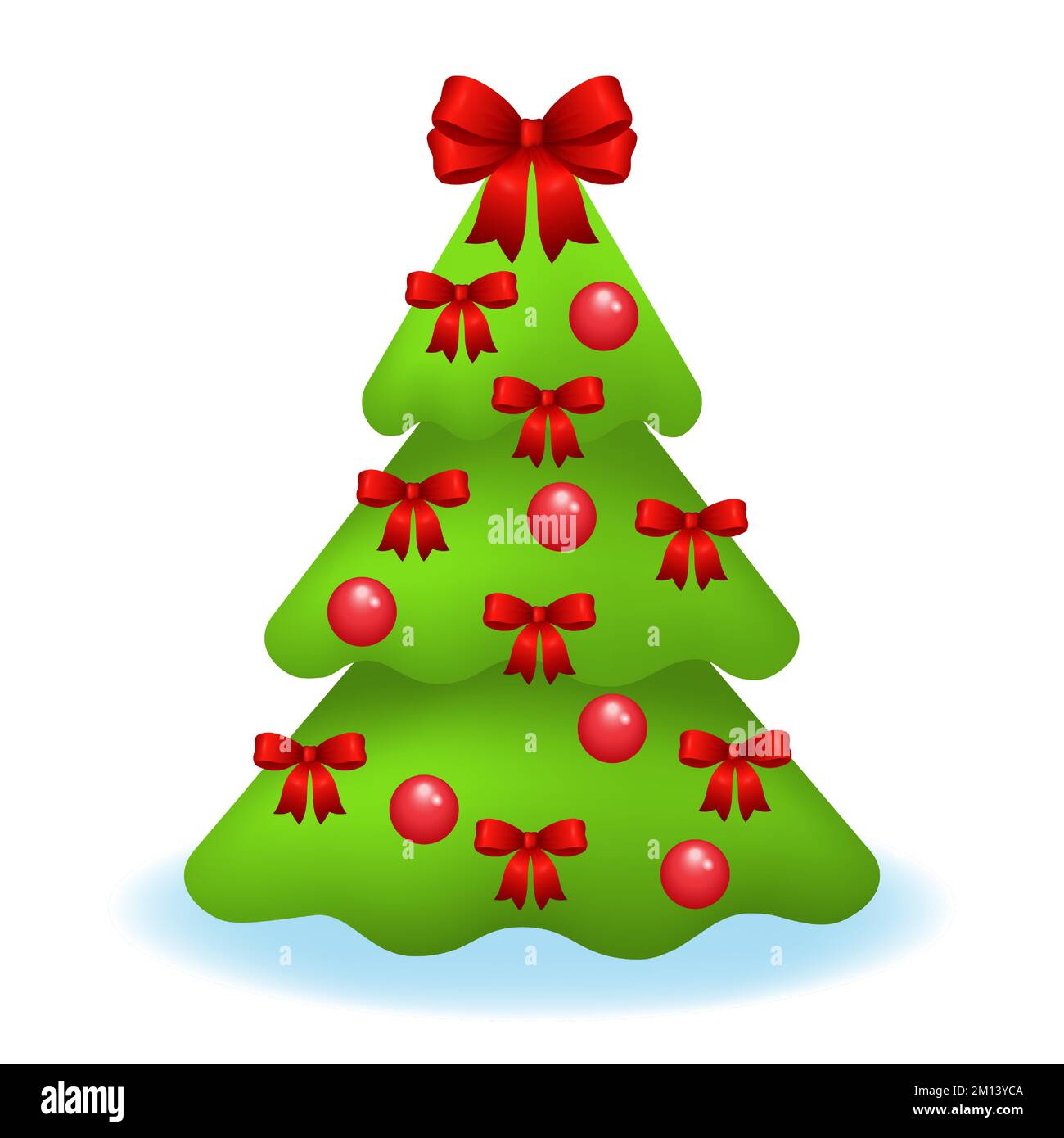 Decorated holiday tree isolated on white. Green pine or fir tree ...