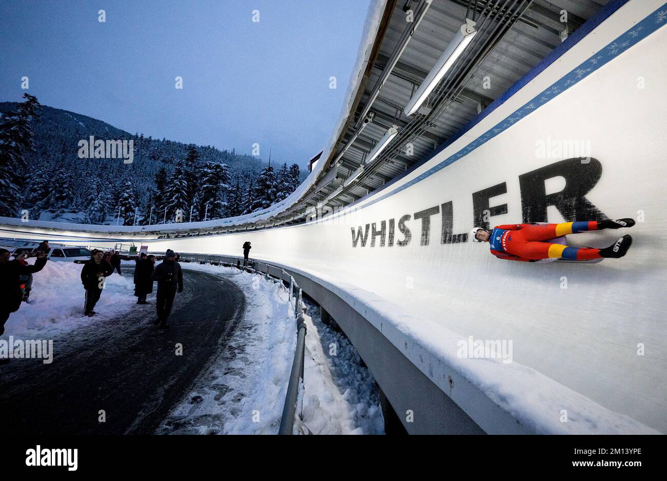 Raluca Stramaturaru of Romania competes during the Eberspacher Luge