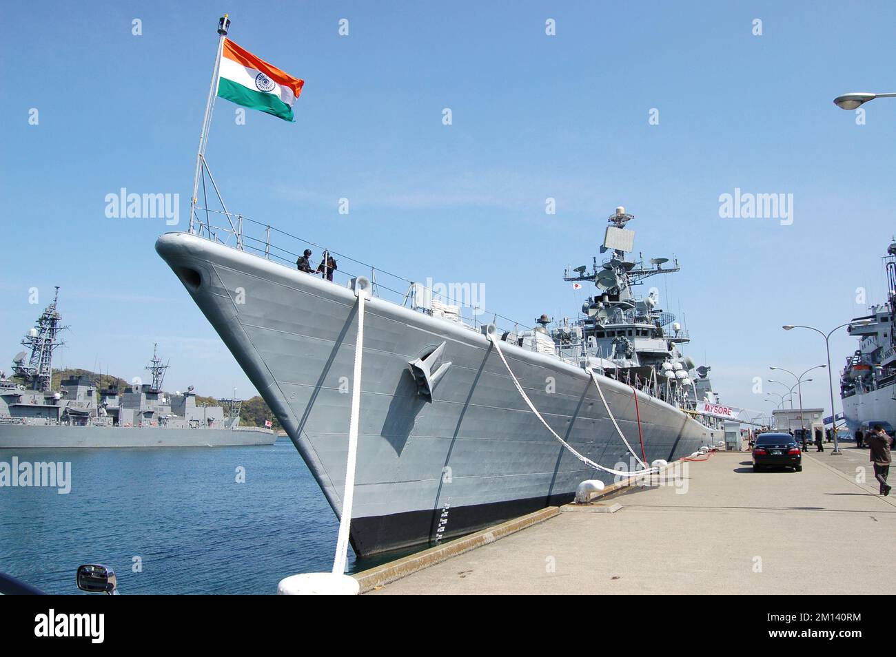 Kanagawa Prefecture, Japan - April 14, 2007: Indian Navy INS Mysore (D60), Delhi-class destroyer. Stock Photo