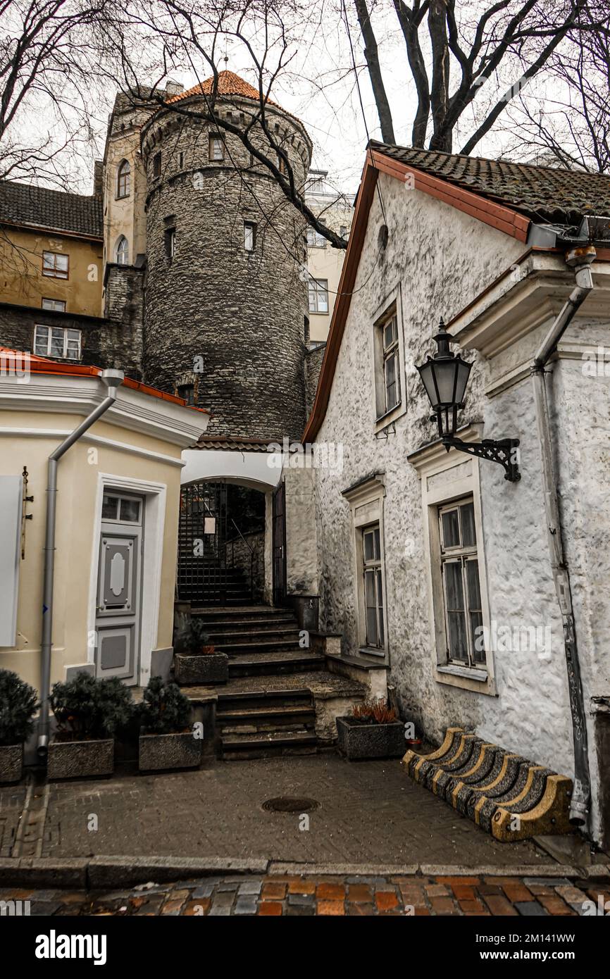 Low angle view of old  stone buildings Stock Photo
