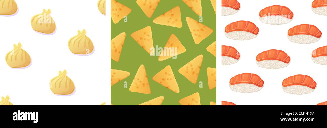 Mexican nachos seamless pattern illustration in cartoon style Stock ...