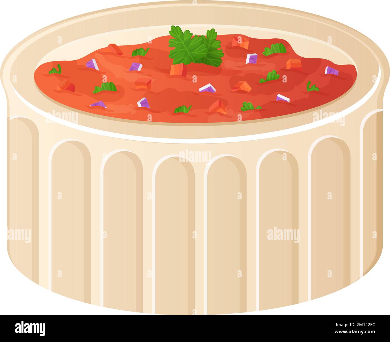 Mexican sauce salsa with cilantro. Latino american cartoon food