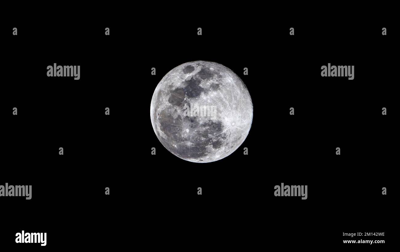 Full moon December, Supermoon the dark night sky, no clouds full moon