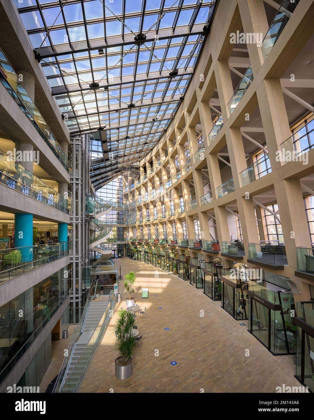 Interior lobby atrium inside the modern Salt Lake City Public Library