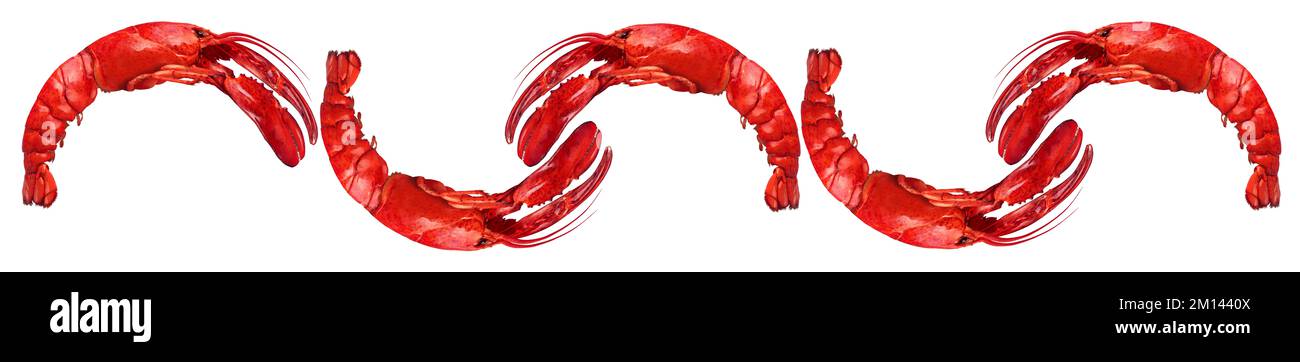 Lobster design element  Lobsters shaped as a border of fresh seafood or shellfish food. Stock Photo