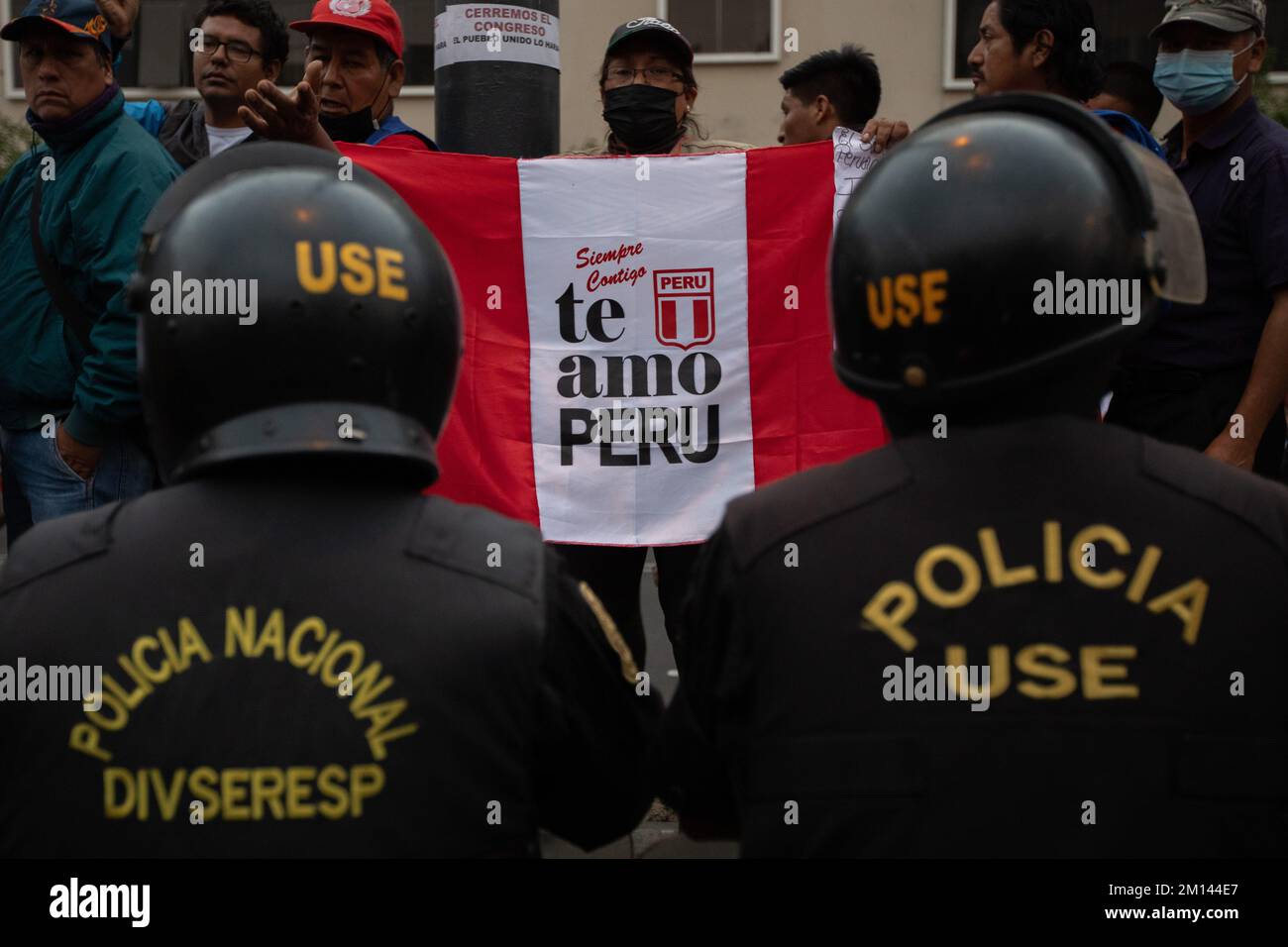 Lima, Peru. 09th Dec, 2022. Supporters of former Peruvian President ...