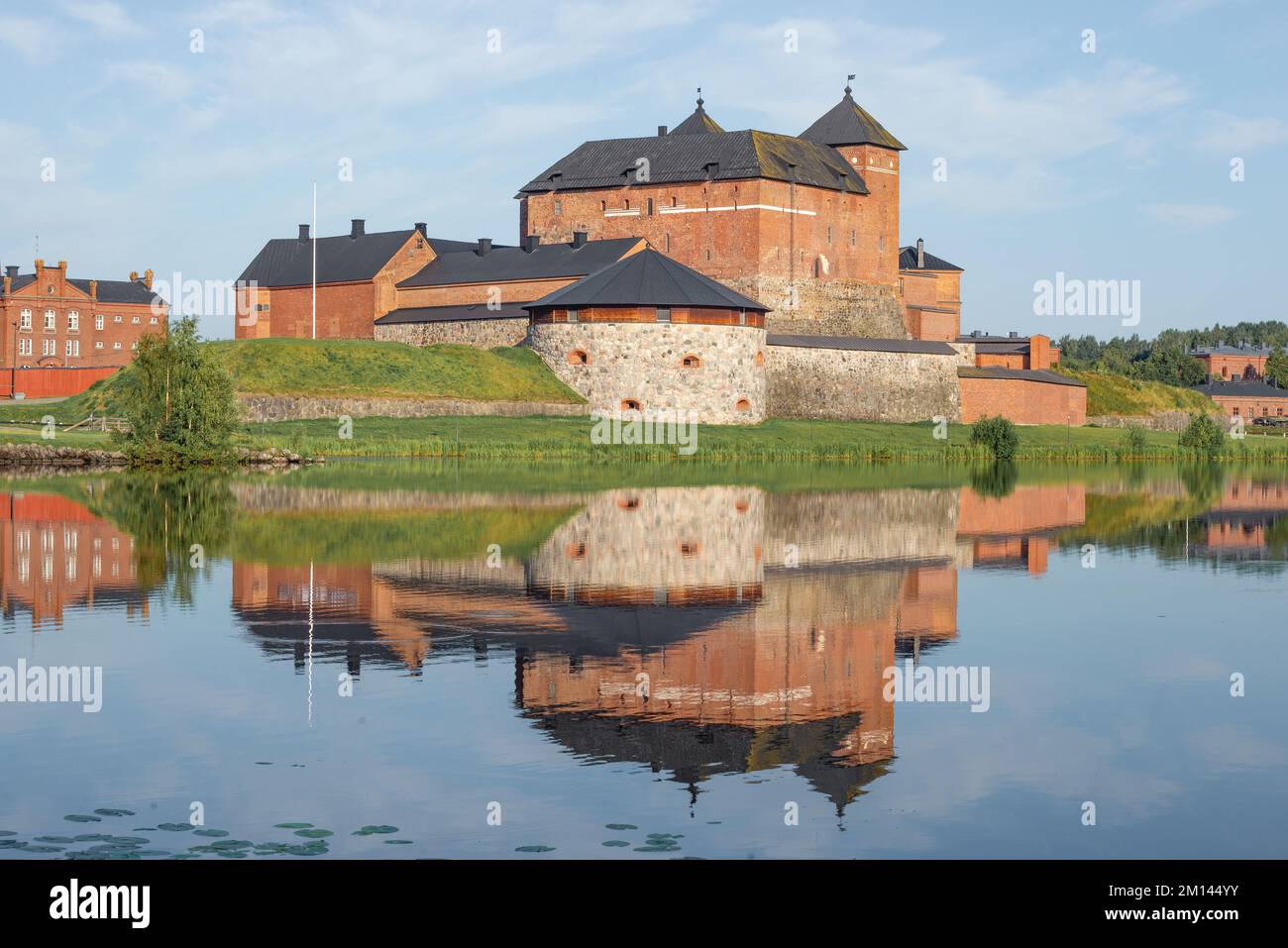 View of the ancient fortress of the Hameenlinna city on a July morning. Finland Stock Photo