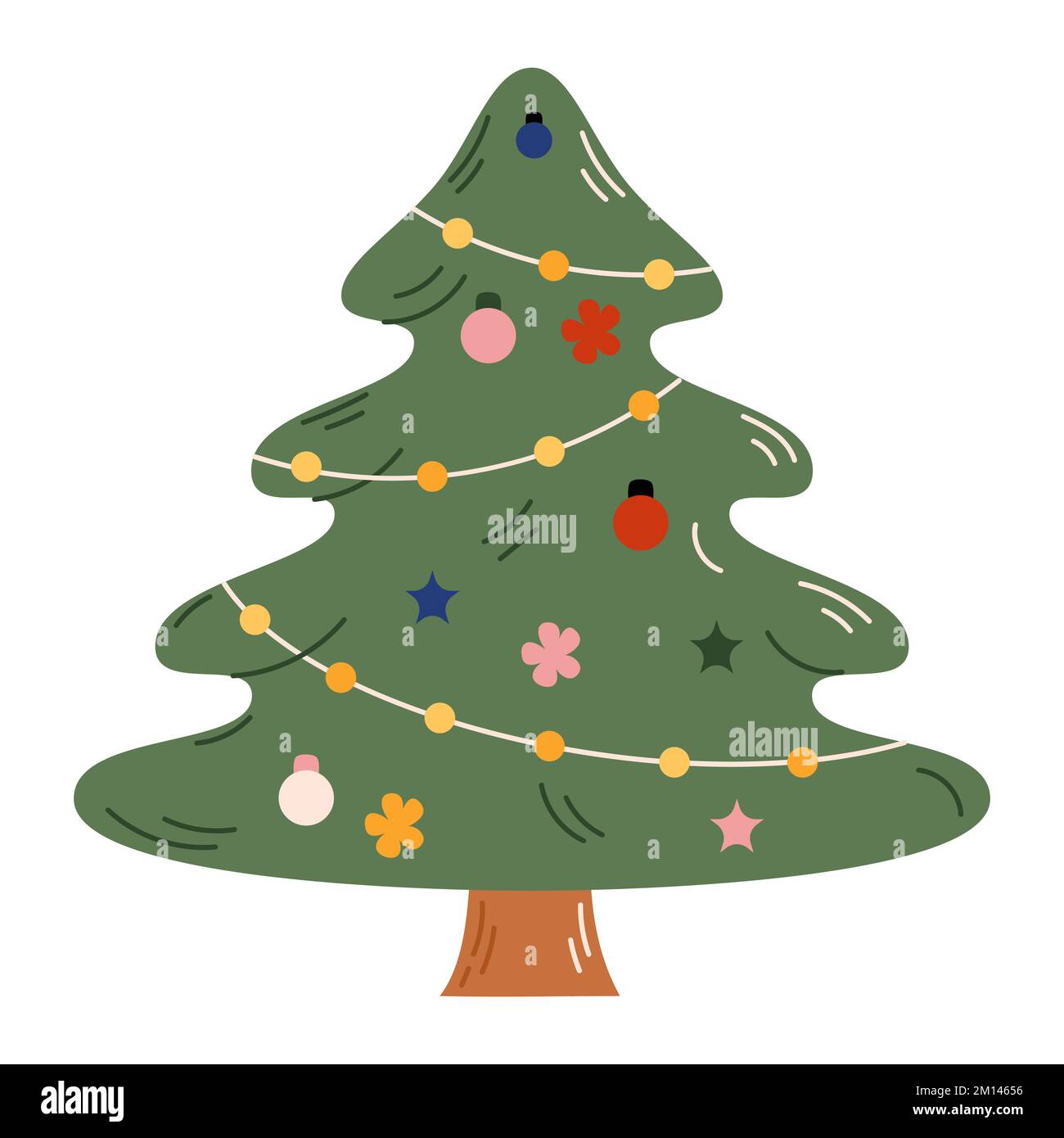 Christmas tree with decorations. Christmas and New Year celebration  concept. Good for greeting card, invitation, banner, web design Stock  Vector Image & Art - Alamy