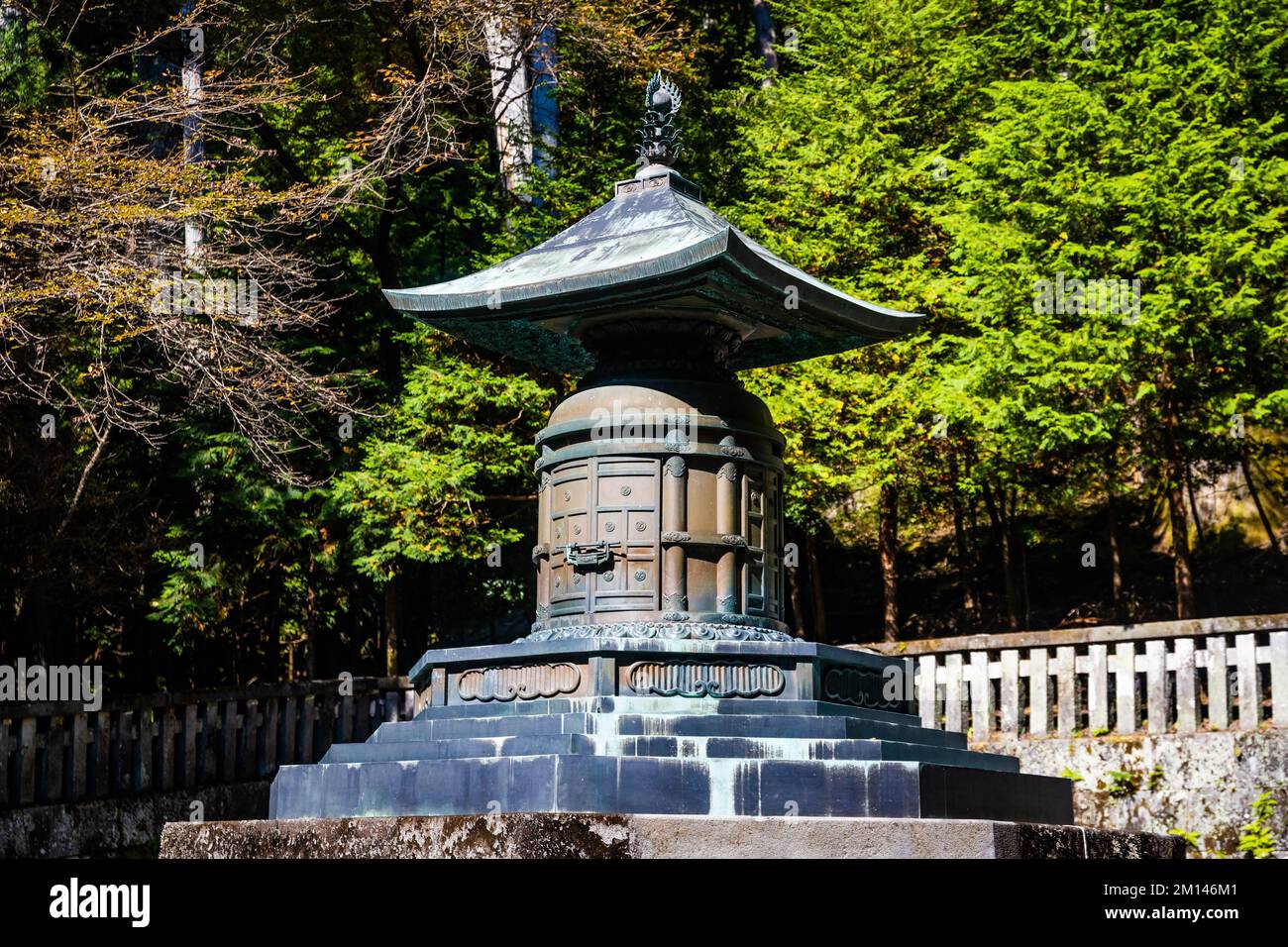 Inner Shrine Okumiya Pagoda Imperial tomb with bronze sculptures at Toshogu Shrine Nikko Japan Stock Photo