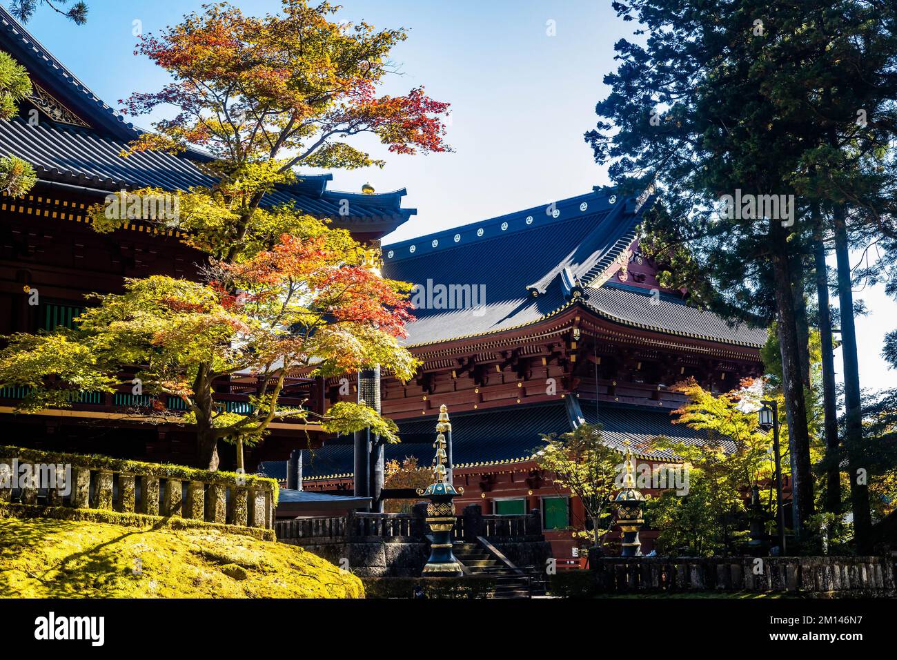Shrine Complex Scenic Sanbutsu-do Hall view at Nikko Toshogu Shrine complex at fall ...