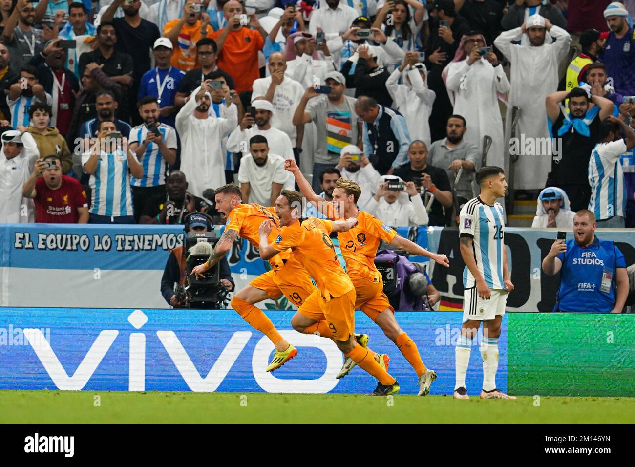 LUSAIL, QATAR - DECEMBER 9: Weghorst Wout of Netherlands celebrates after scoring a goal with the team during the FIFA World Cup Qatar 2022 quarter final match between Netherlands and Argentina at Lusail Stadium on December 09, 2022 in Lusail, Qatar. (Photo by FlorenciaTan Jun/Pximages) Credit: Px Images/Alamy Live News Stock Photo