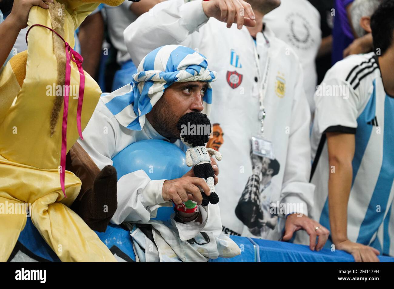 LUSAIL, QATAR - DECEMBER 9: Argentina supporter gesticules during the FIFA World Cup Qatar 2022 quarter final match between Netherlands and Argentina at Lusail Stadium on December 09, 2022 in Lusail, Qatar. (Photo by FlorenciaTan Jun/Pximages) Credit: Px Images/Alamy Live News Stock Photo