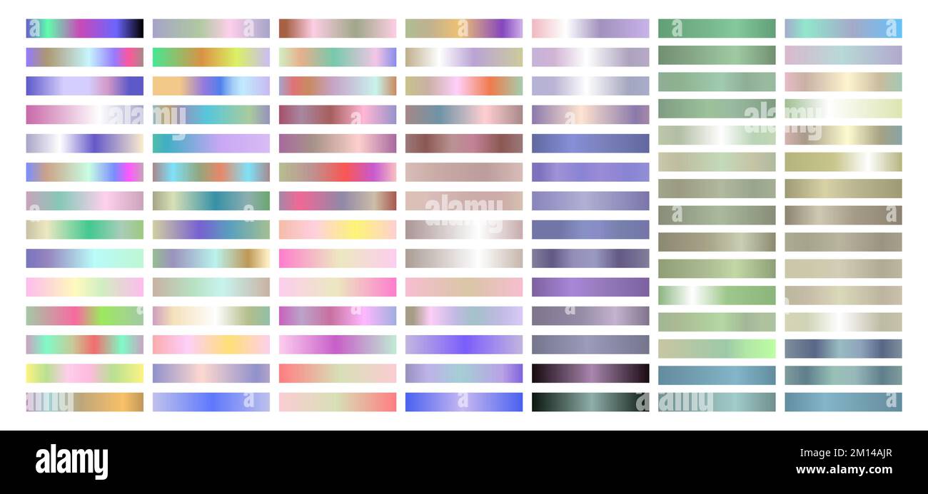 Light Colorful Metal Gradient Collection of Every Color Swatches Stock Vector