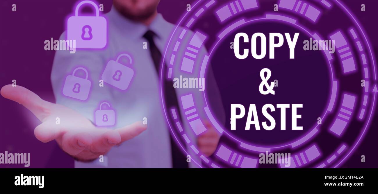 Text sign showing Copy Paste. Concept meaning an imitation, transcript ...