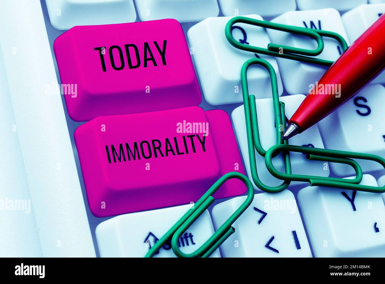 Sign displaying Immorality. Concept meaning the state or quality of being immoral, wickedness Stock Photo